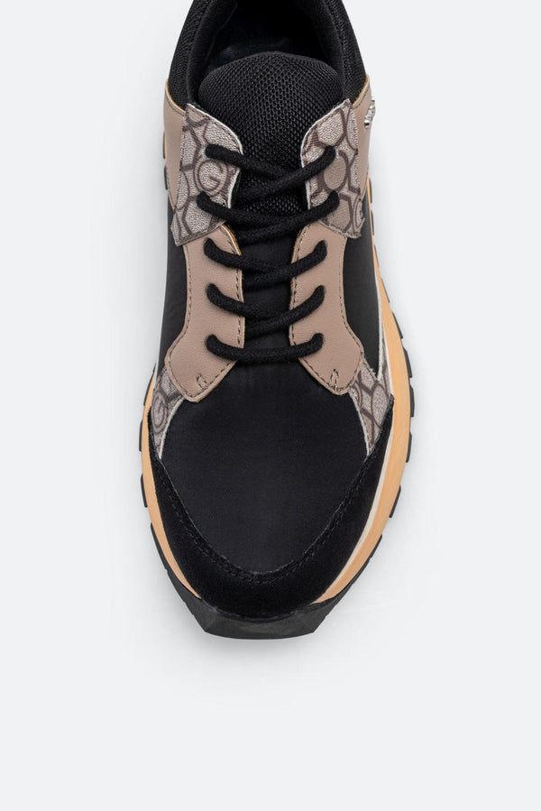 Nancy Sneaker in Black Geometric Print Fabric
