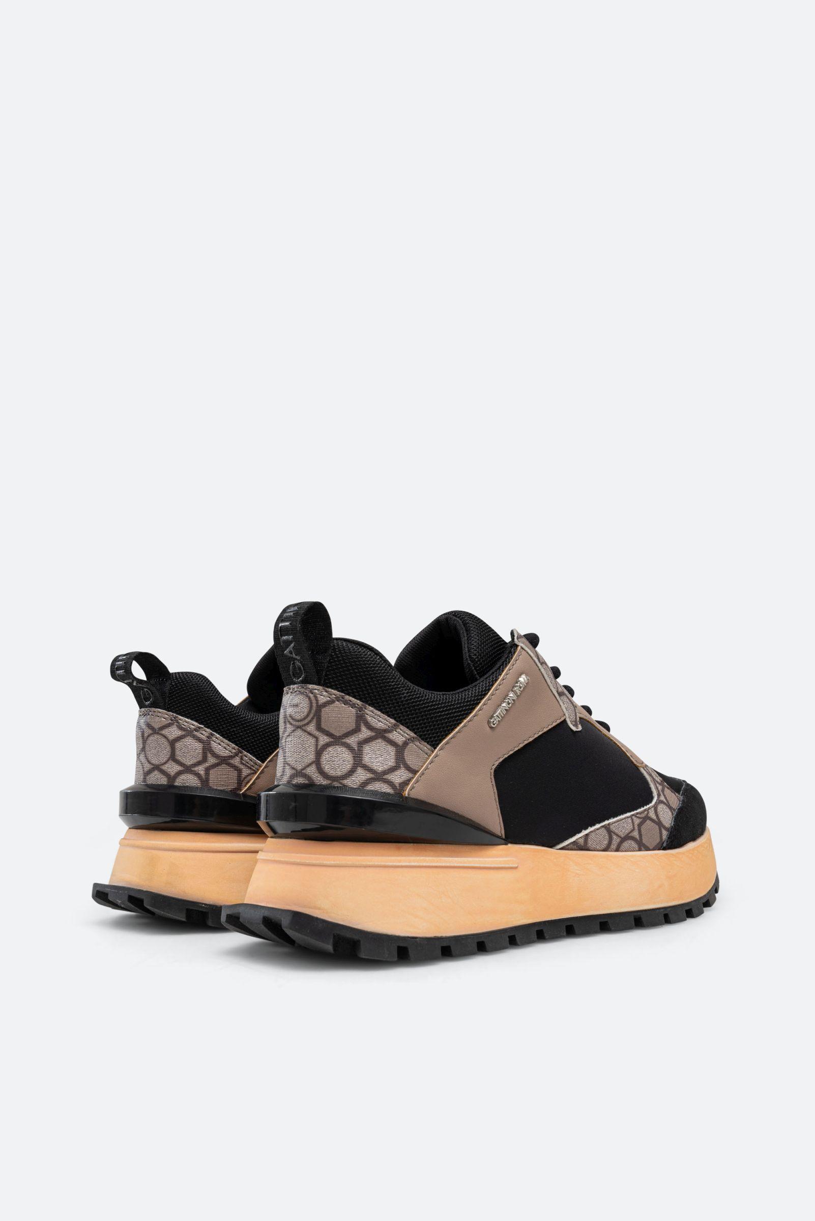 Nancy Sneaker in Black Geometric Print Fabric