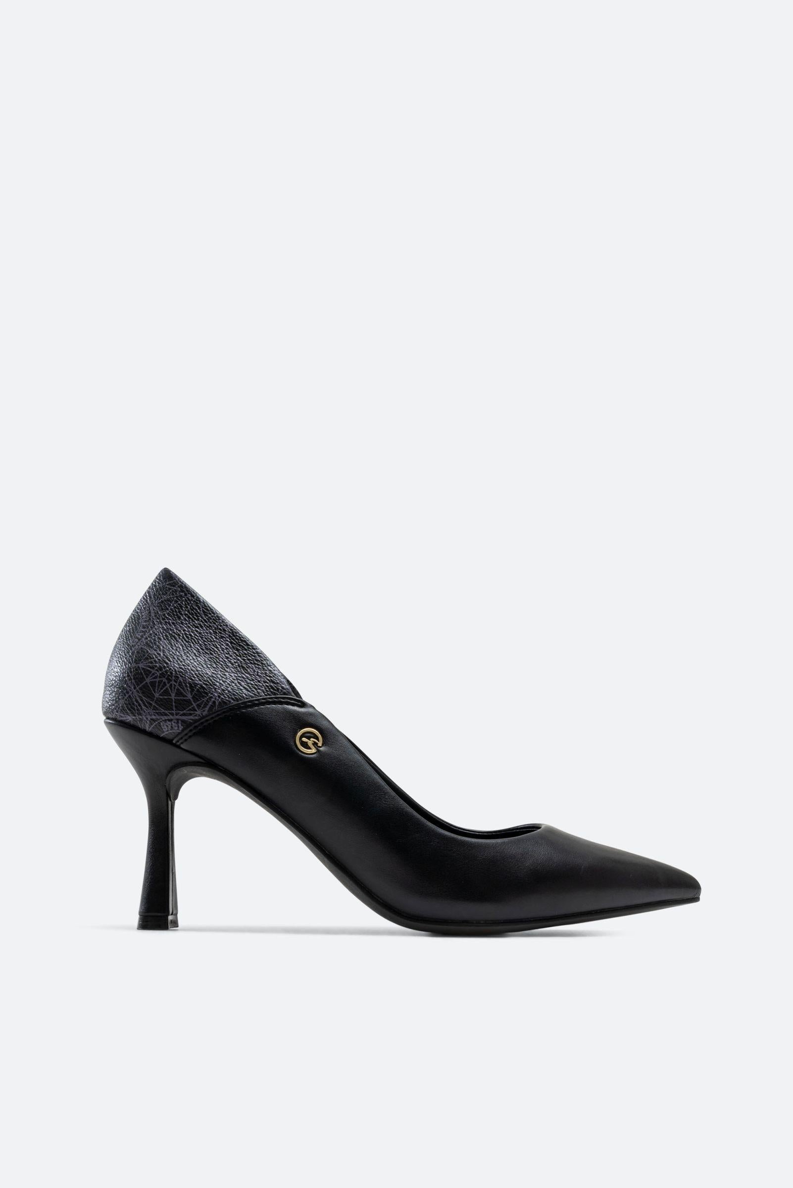 Scilla Pumps in Faux Leather Teodosia Print Black