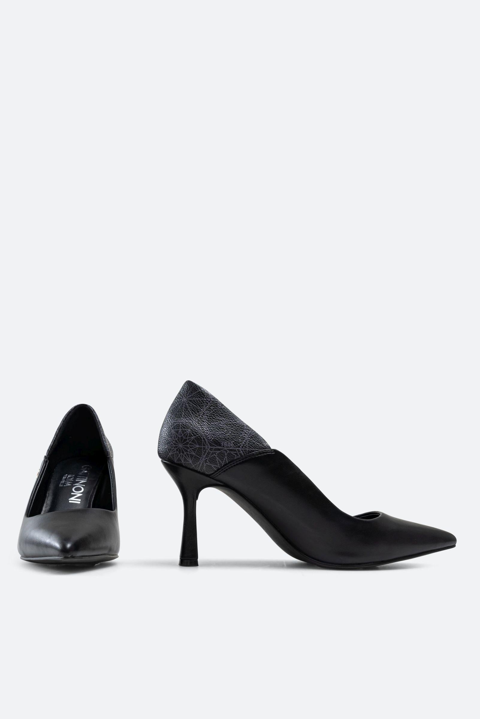 Scilla Pumps in Faux Leather Teodosia Print Black