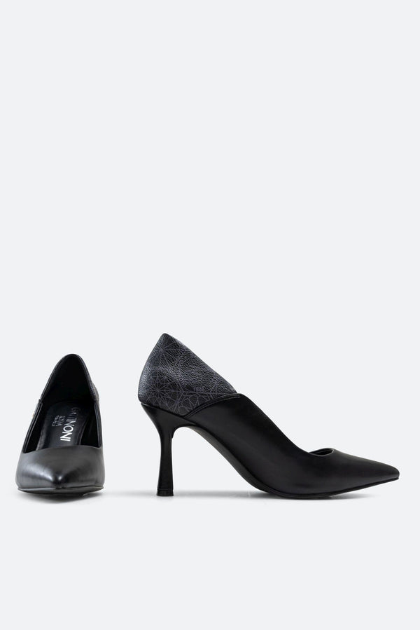Scilla Pumps in Faux Leather Teodosia Print Black