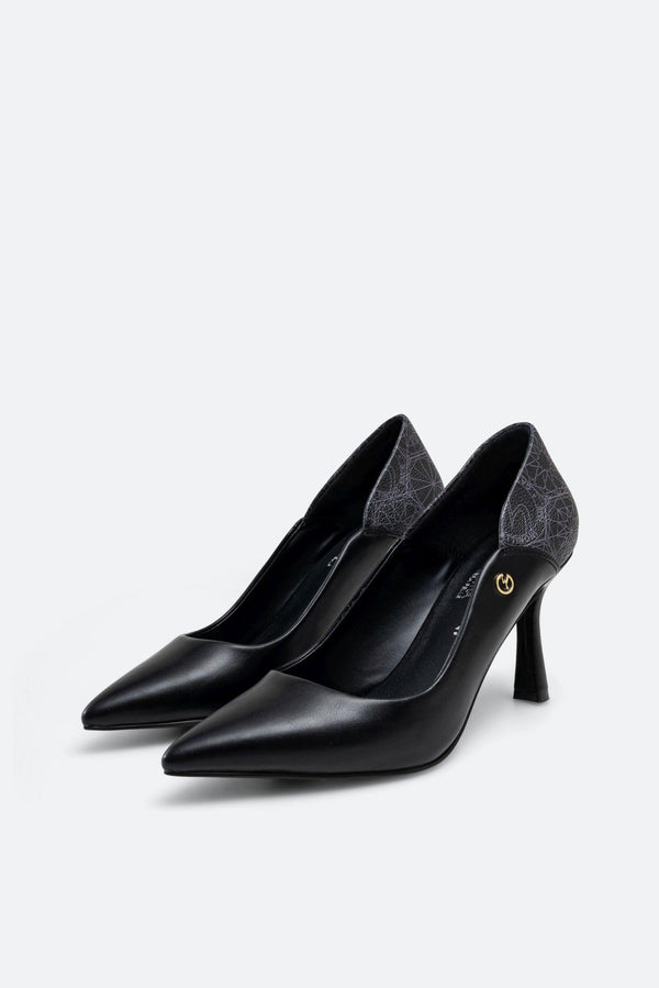 Scilla Pumps in Faux Leather Teodosia Print Black
