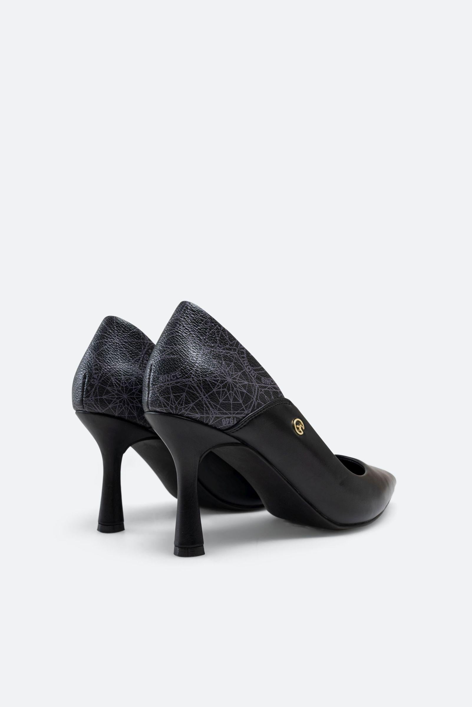 Scilla Pumps in Faux Leather Teodosia Print Black