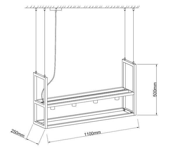 Zwarte Chericoni Cubo hanglamp met vier lichtpunten, tijdloos en functioneel.