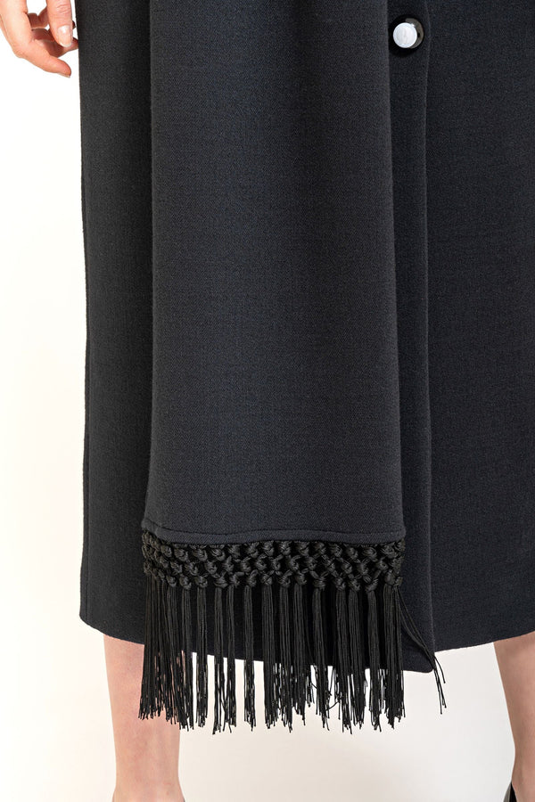 Cappotto lungo doppiopetto con sciarpa inserita