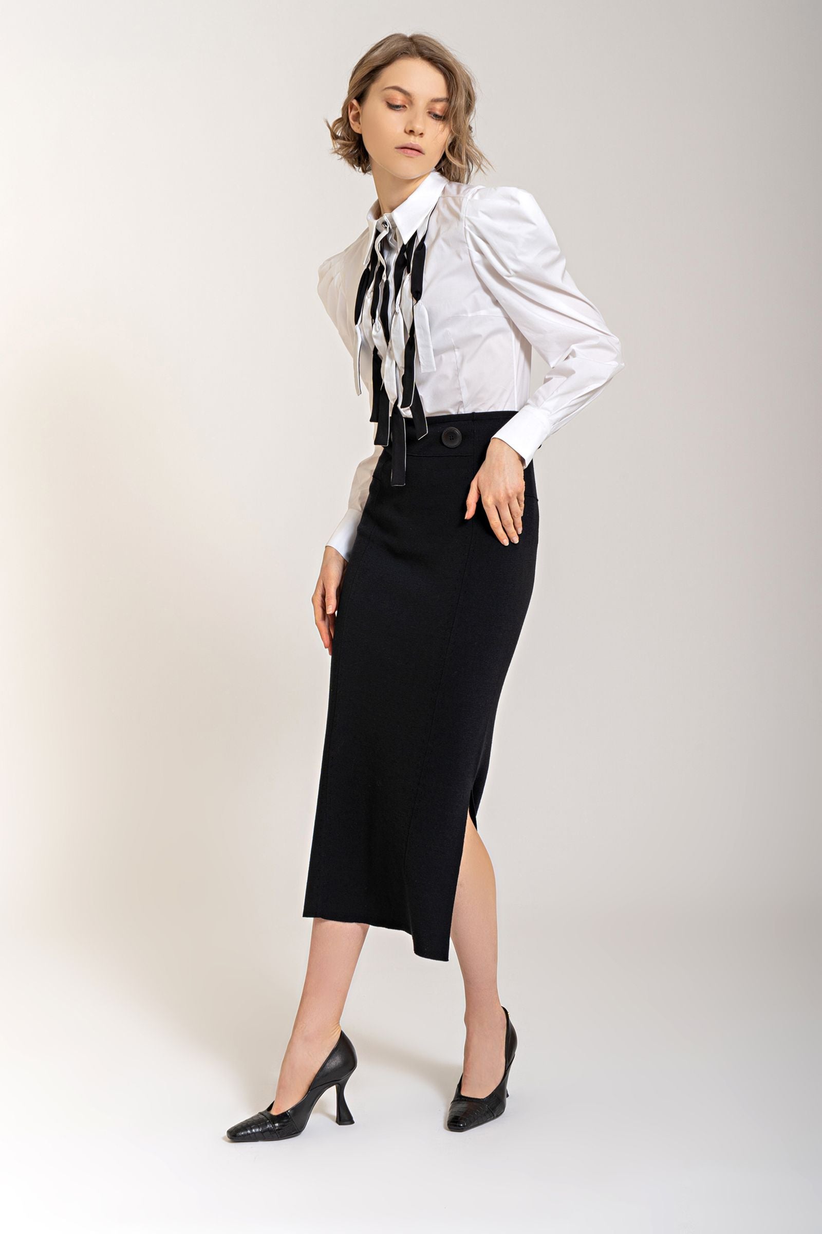 Knee-Length Knit Skirt