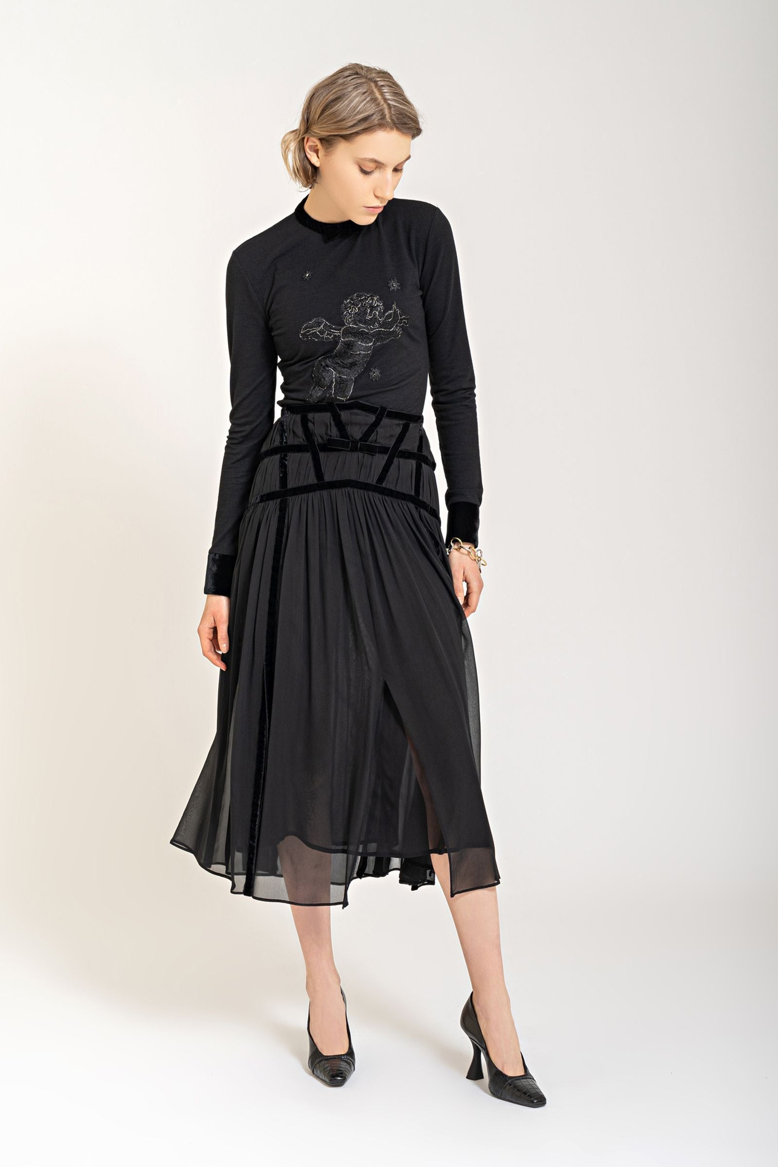 Langarm T-Shirt met Borduursel