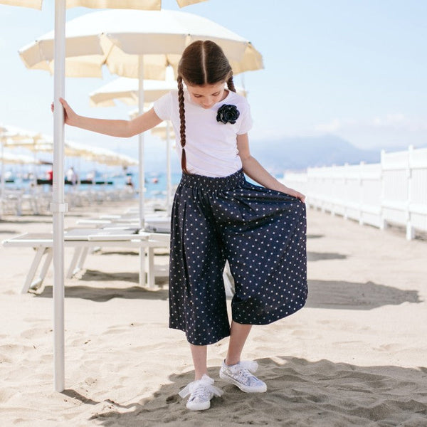 DENIM POLKA DOT PANTS