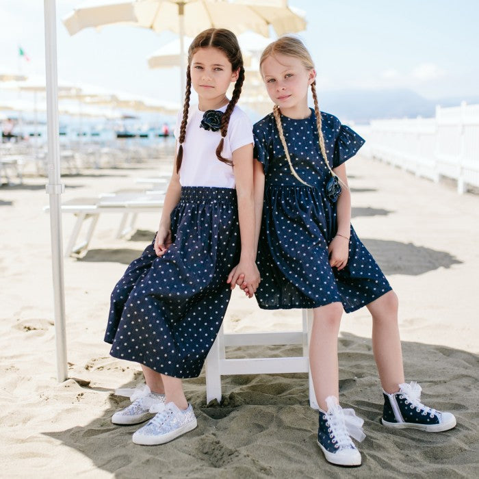 DENIM POLKA DOT PANTS