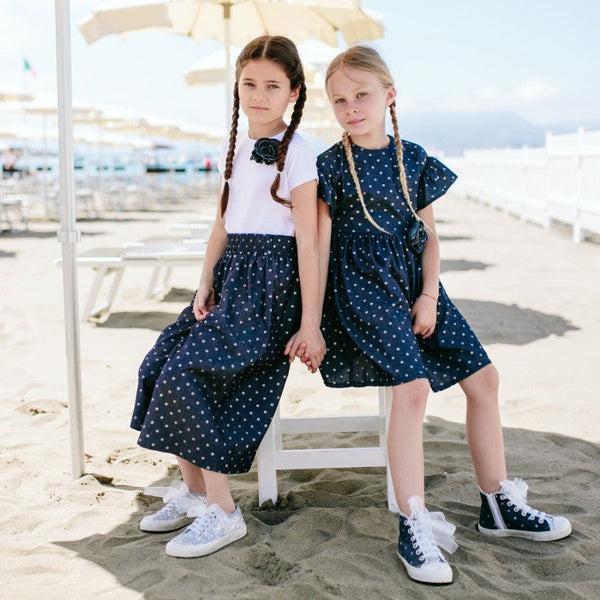 DENIM POLKA DOT PANTS