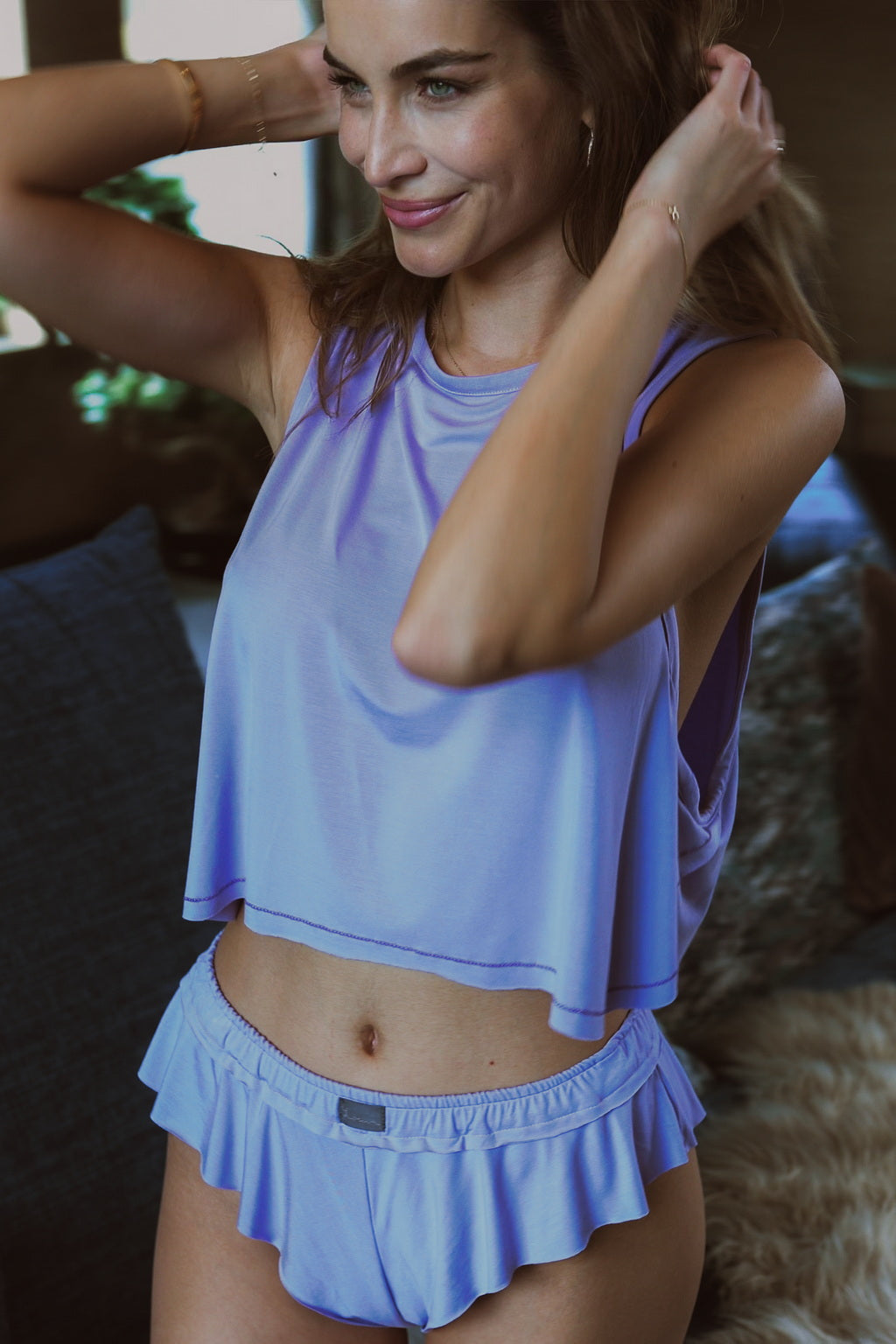 Bamboo Crop Top | Loreen Label Size: UNI / XS - L, Colour: Light Purple