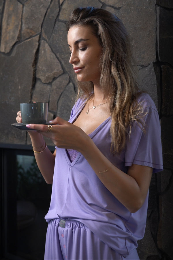 Bamboo Loose T-shirt | Loreen Label Size: UNI / XS - L, Colour: Light Purple