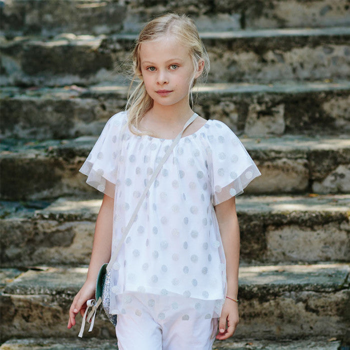 GLITTER POLKA DOT TULLE TOP