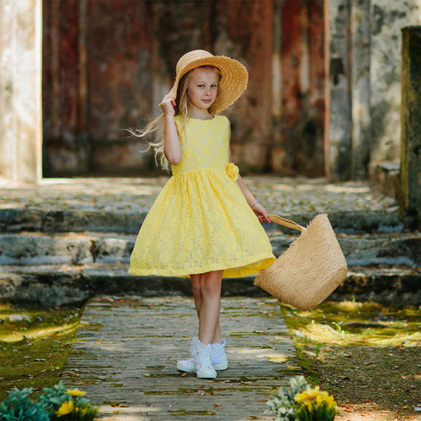 VESTIDO DE ENCAJE AMARILLO