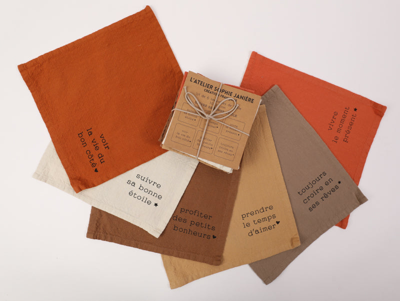 Set of 6 Table Napkins Follow Your Lucky Star