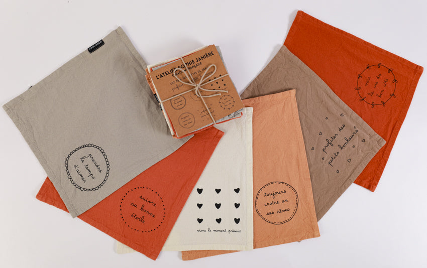 Lot de 6 serviettes de table petits bonheurs