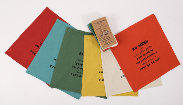 Lot de 6 serviettes de table au menu