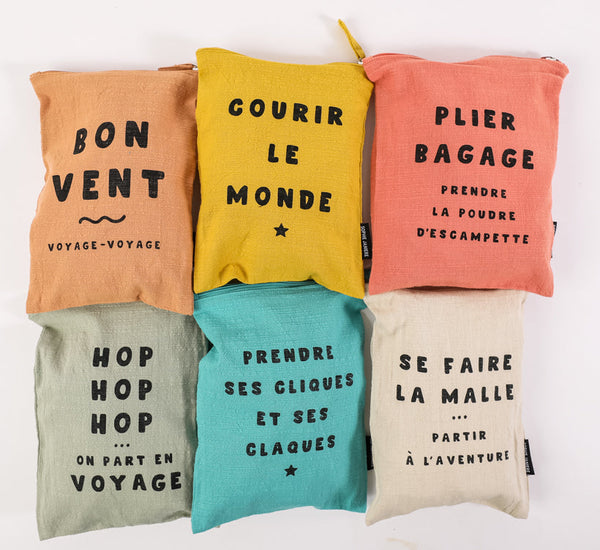 Set of 6 Flat Travel Pouches