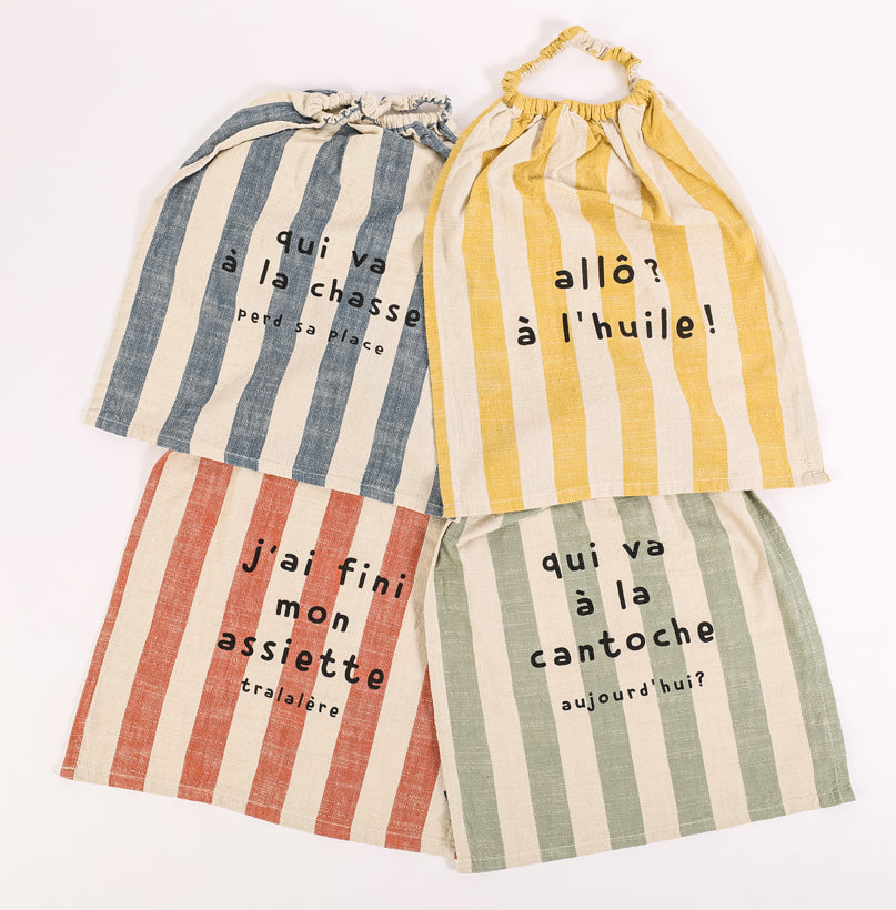 Set of 4 bibs I'm going to tell my mother (stripes)