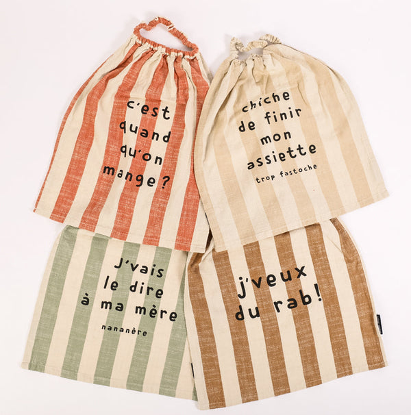 Set of 4 bibs for the cafeteria (stripes)