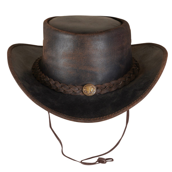 Sombrero unisex de cuero marrón