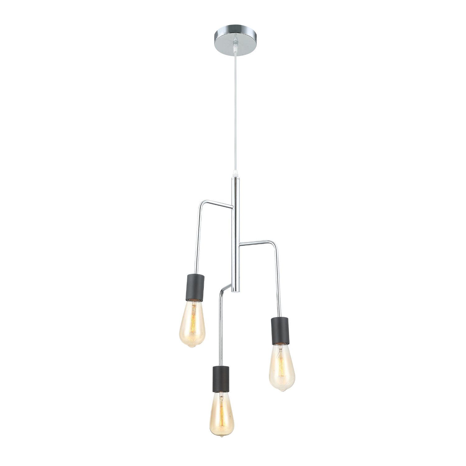 Chericoni Retro Pendant Lamp – Chrome – Black – 3 Lights