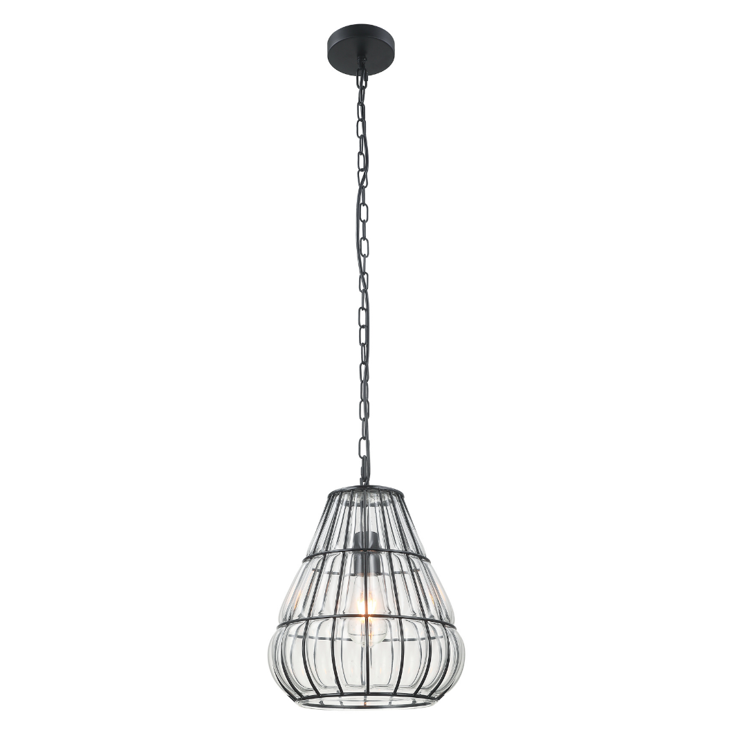 Chericoni Venezia Uno Pendant Lamp - Ø30cm - 1 Flame - Black Metal - Glass