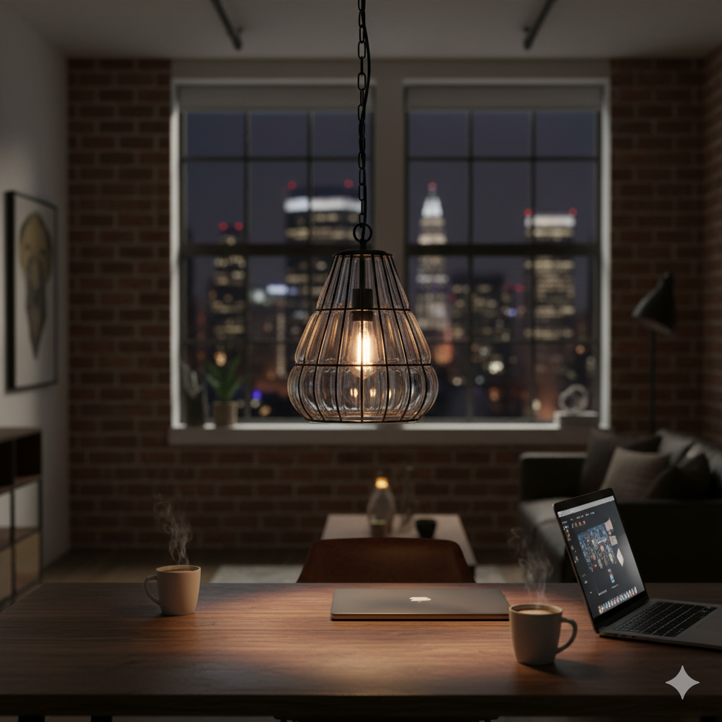 Chericoni Venezia Uno Pendant Lamp - Ø30cm - 1 Flame - Black Metal - Glass