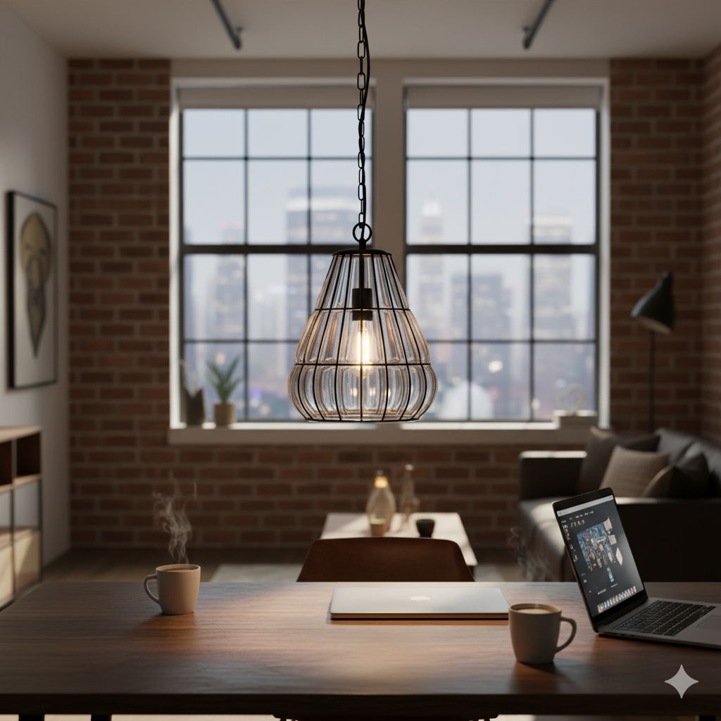 Chericoni Venezia Uno viseća lampa - 30 cm - 1 svjetlo - Crni metal – Staklo