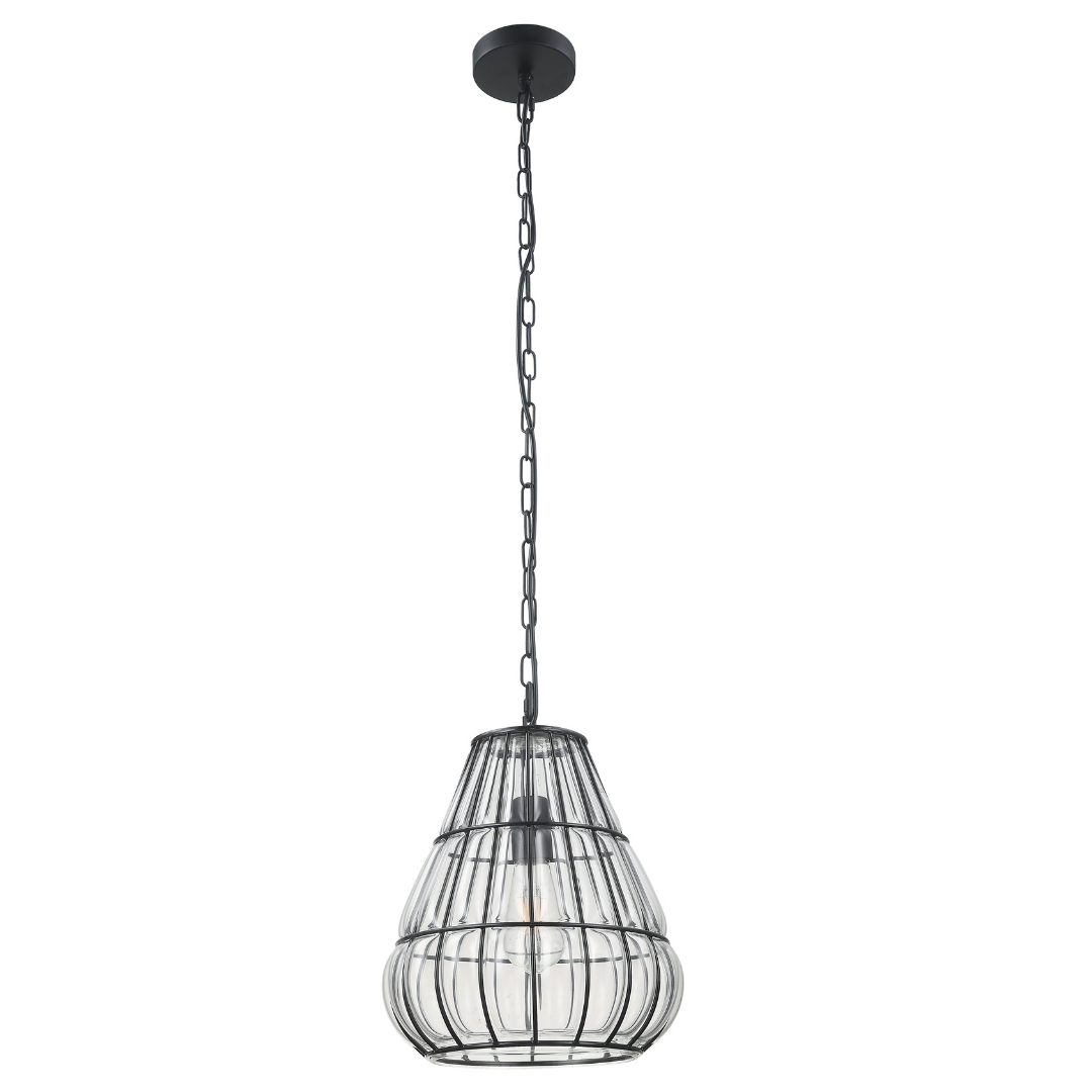 Chericoni Venezia Uno Pendant Lamp - Ø30cm - 1 Flame - Black Metal - Glass