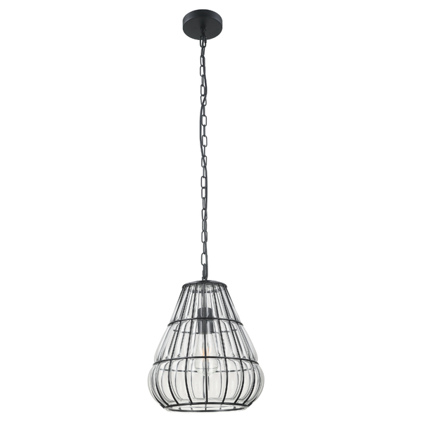 Chericoni Venezia Uno Pendant Lamp - Ø30cm - 1 Flame - Black Metal - Glass