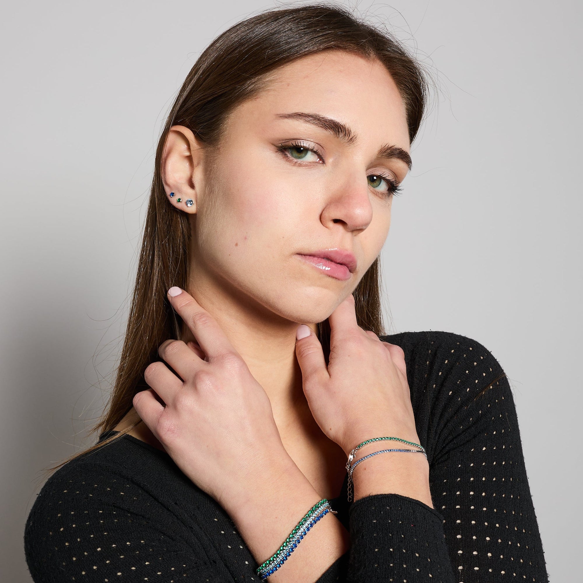 Rhodium-plated silver tennis bracelet with blue zirconia 2.0 mm
