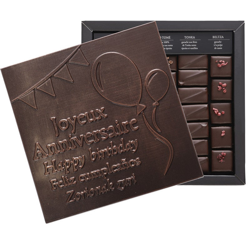 ILBARRITZ EXTRA DARK CHOCOLATE BOX HAPPY BIRTHDAY BLACK