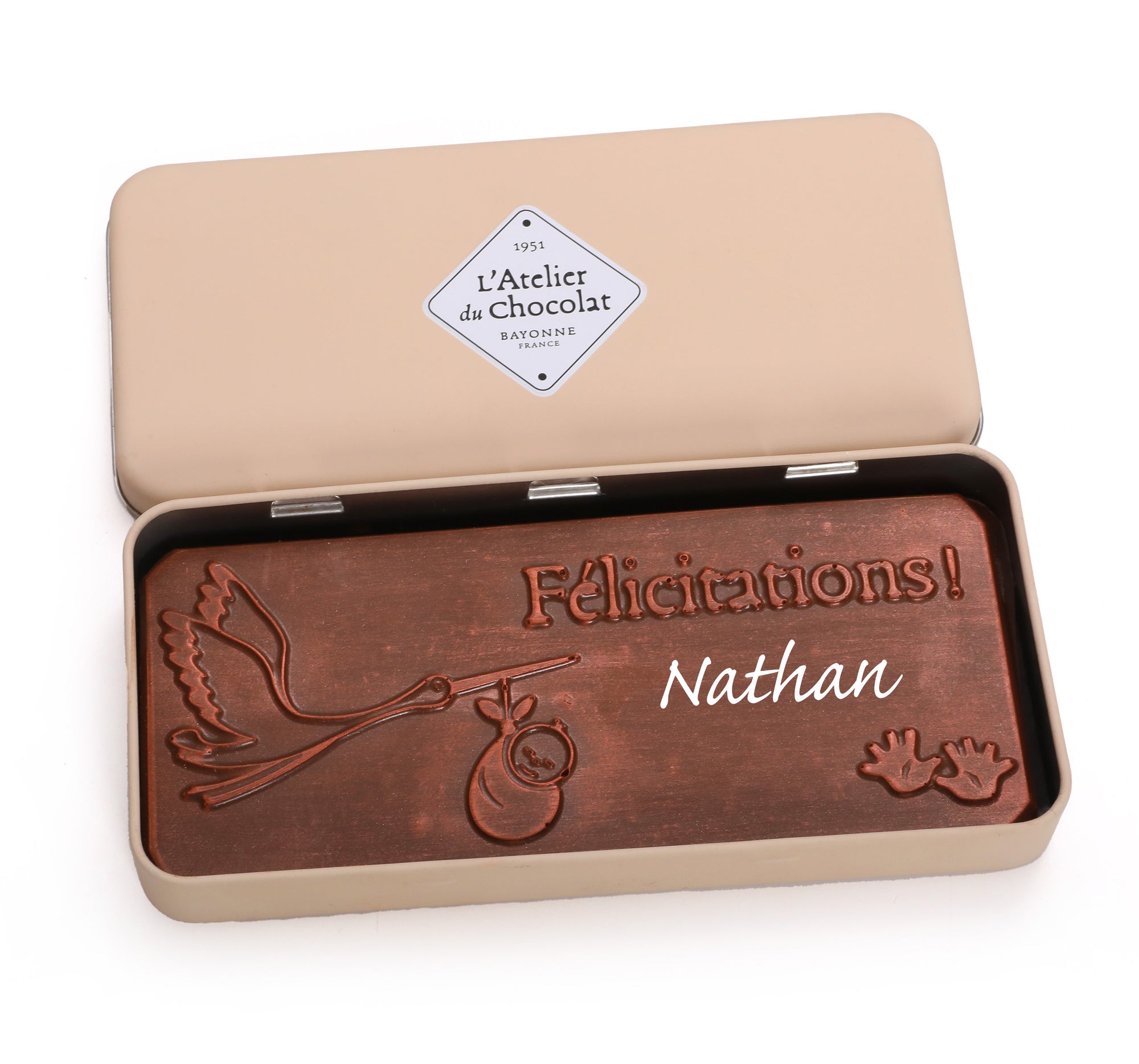 BIRTH PLATE MILK CHOCOLATE - CUSTOMIZABLE