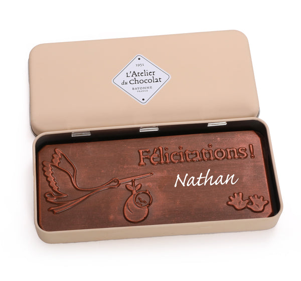 BIRTH PLATE MILK CHOCOLATE - CUSTOMIZABLE