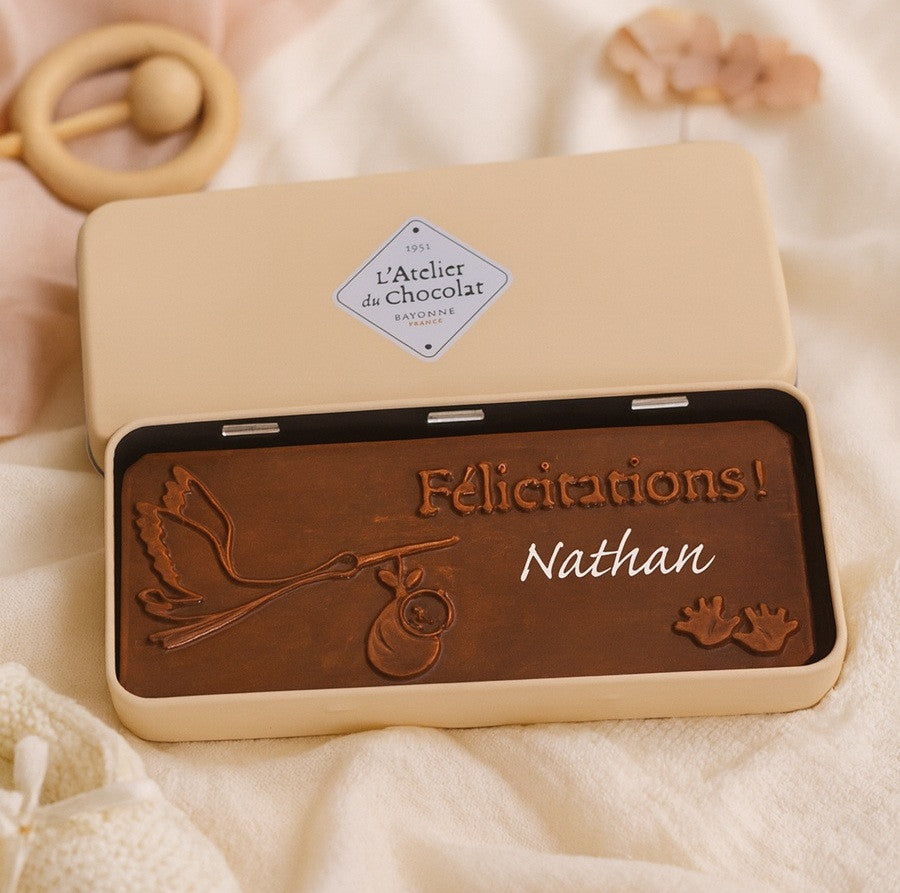 BIRTH PLATE MILK CHOCOLATE - CUSTOMIZABLE