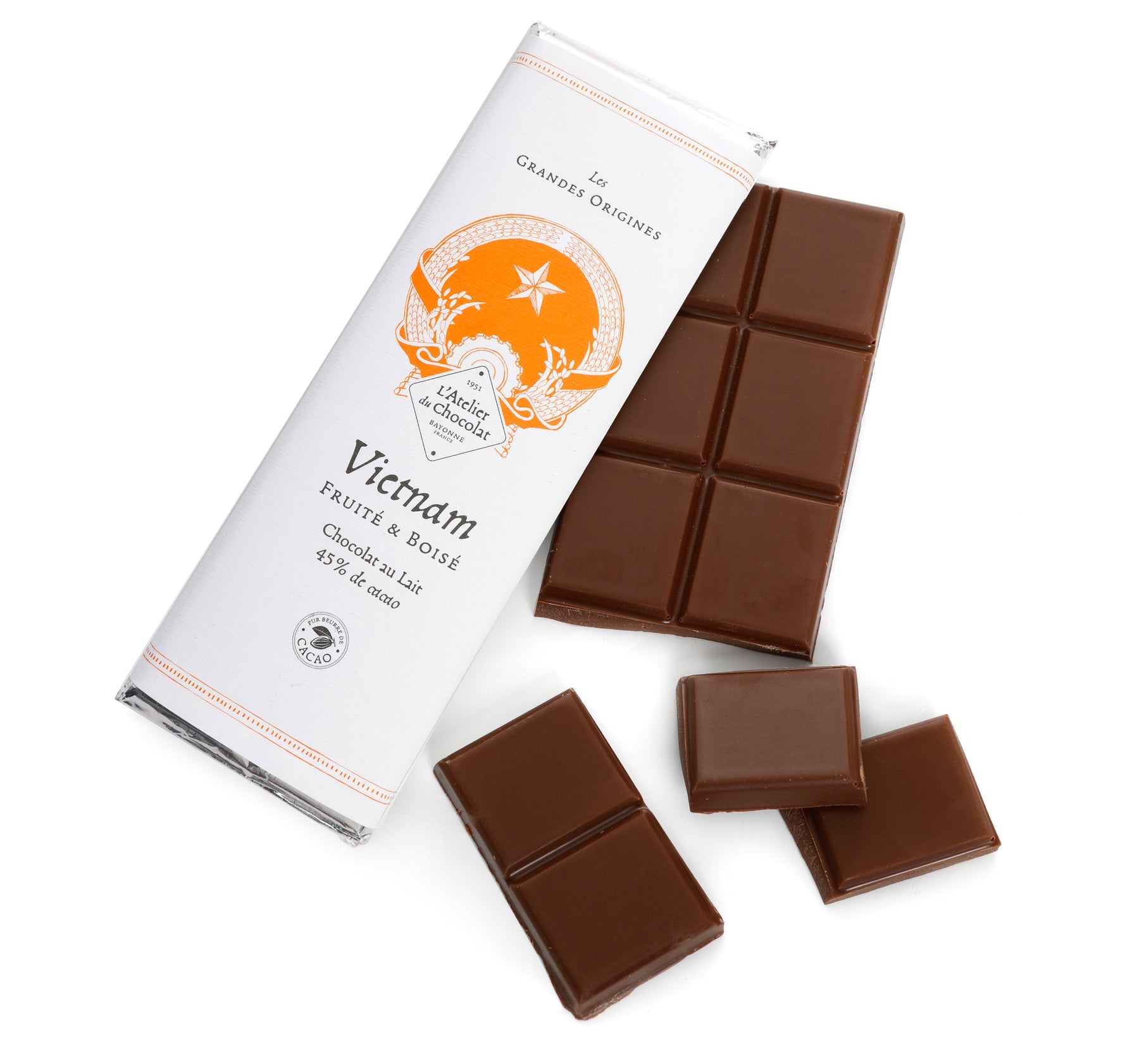 MELKCHOCOLADEBAR UIT DE GROTE OORSPRONGEN VAN VIETNAM