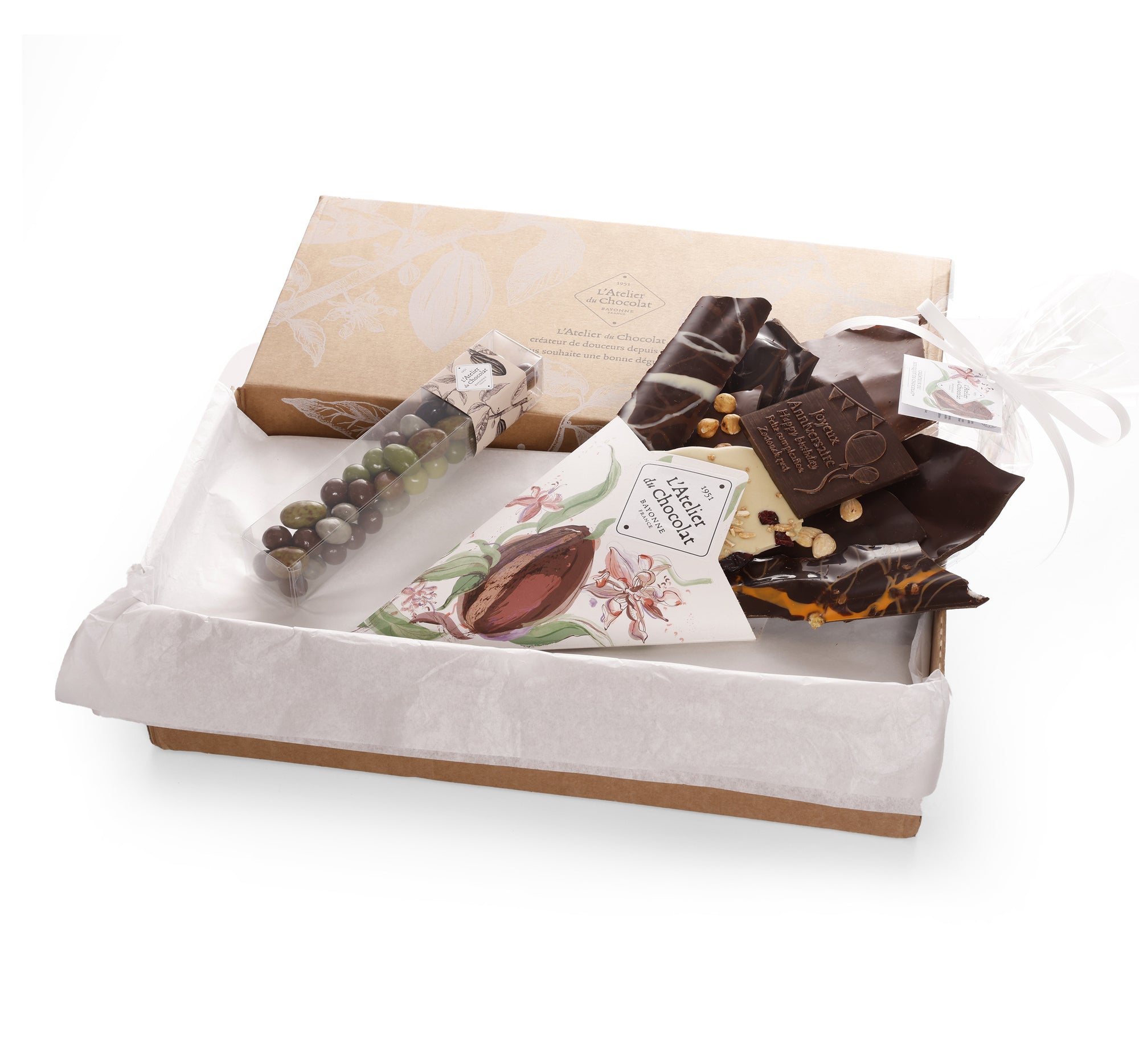 GEFELICITEERD MET JE VERJAARDAG CHOCOLADE BOUQUET EN DE GAVES STEENPLAAT