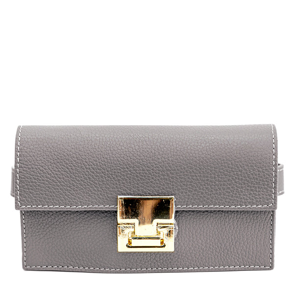 CAROL - gray fanny pack with gold closure