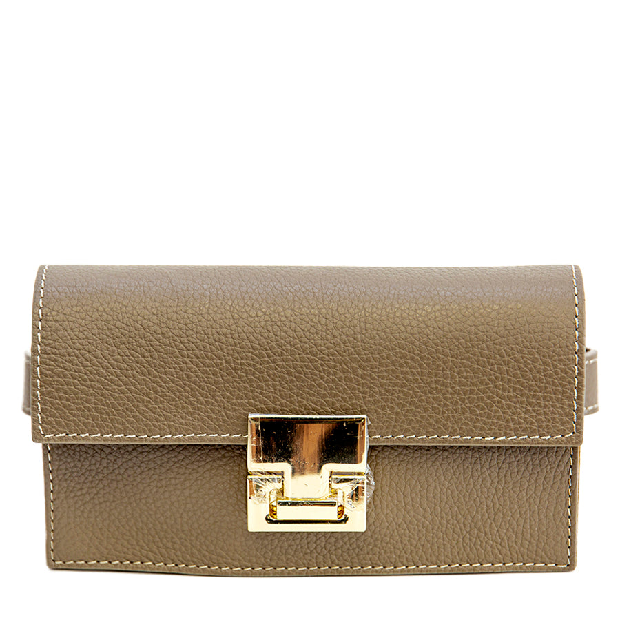 CAROL - marsupio taupe con chiusura oro