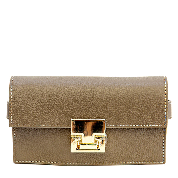 CAROL - taupe fanny pack with gold closure
