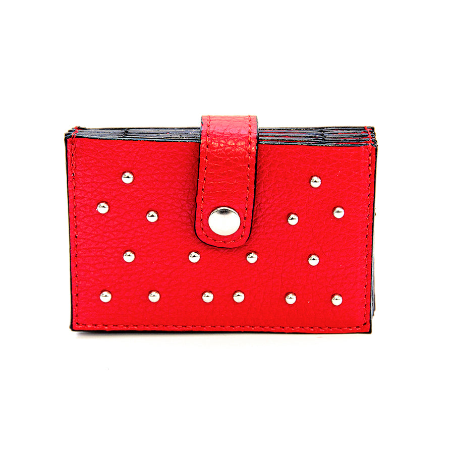 CREDIT CARD - red credit card holder with studs