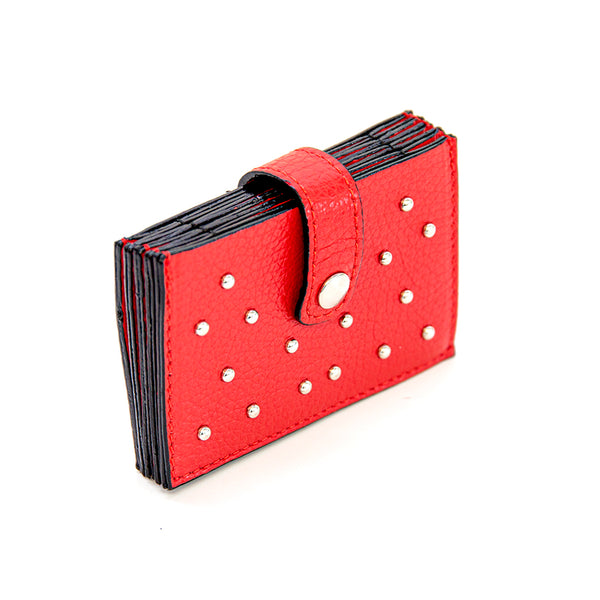 CREDIT CARD - red credit card holder with studs