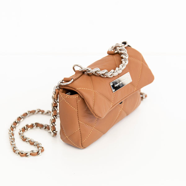 DAISY - quilted evening bag in leather color