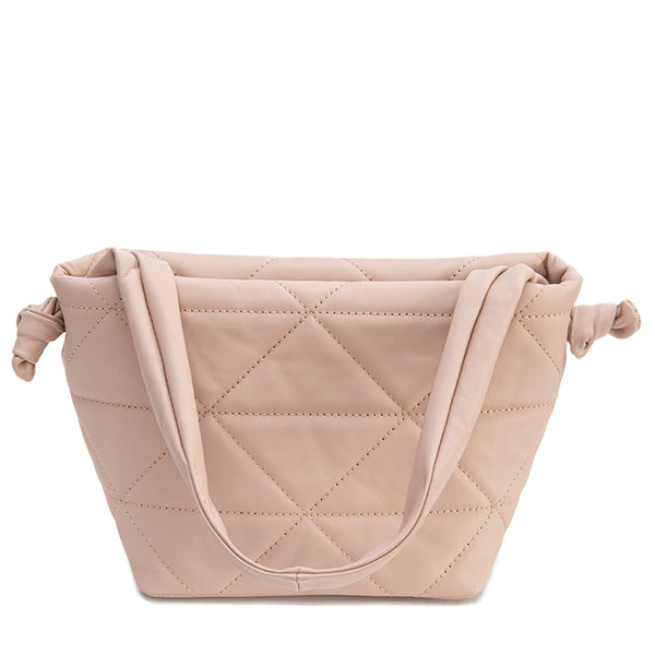 RITA - borsa in pelle trapuntata morbida color rosa cipria