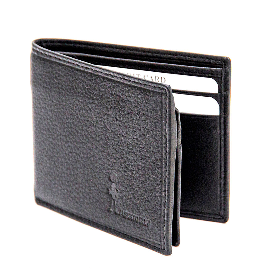 Horizontal black leather wallet