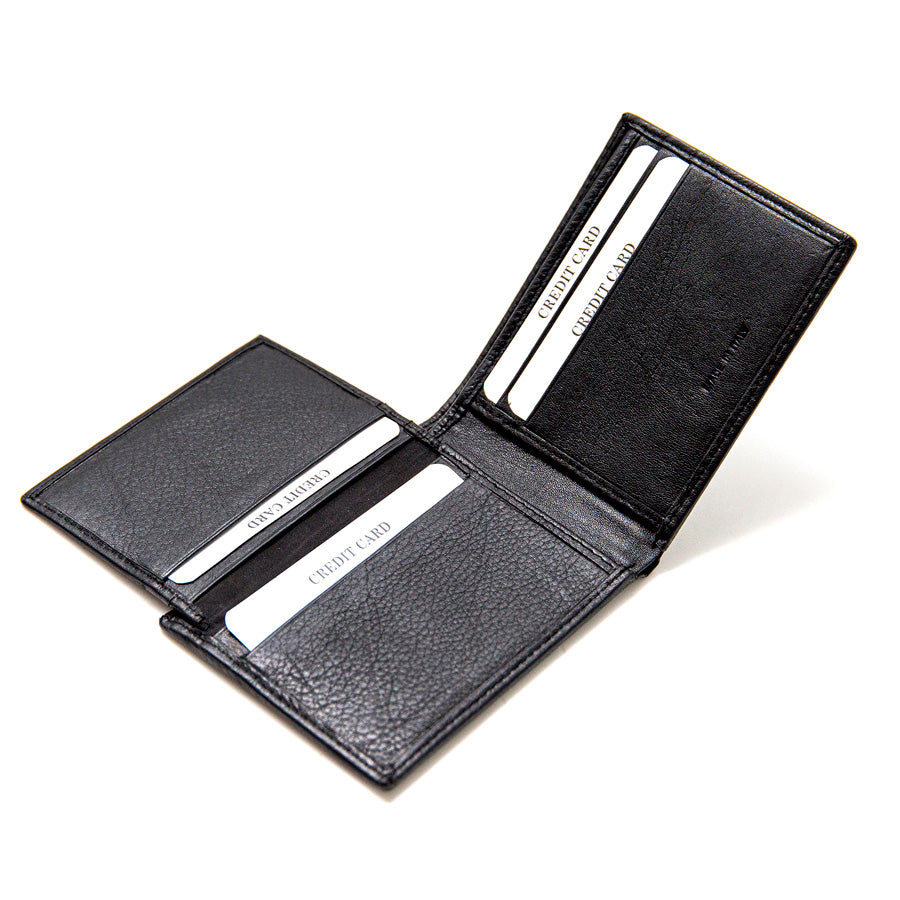 Horizontal black leather wallet