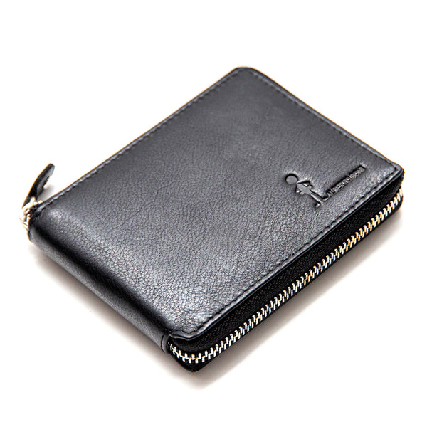 Black leather zip wallet