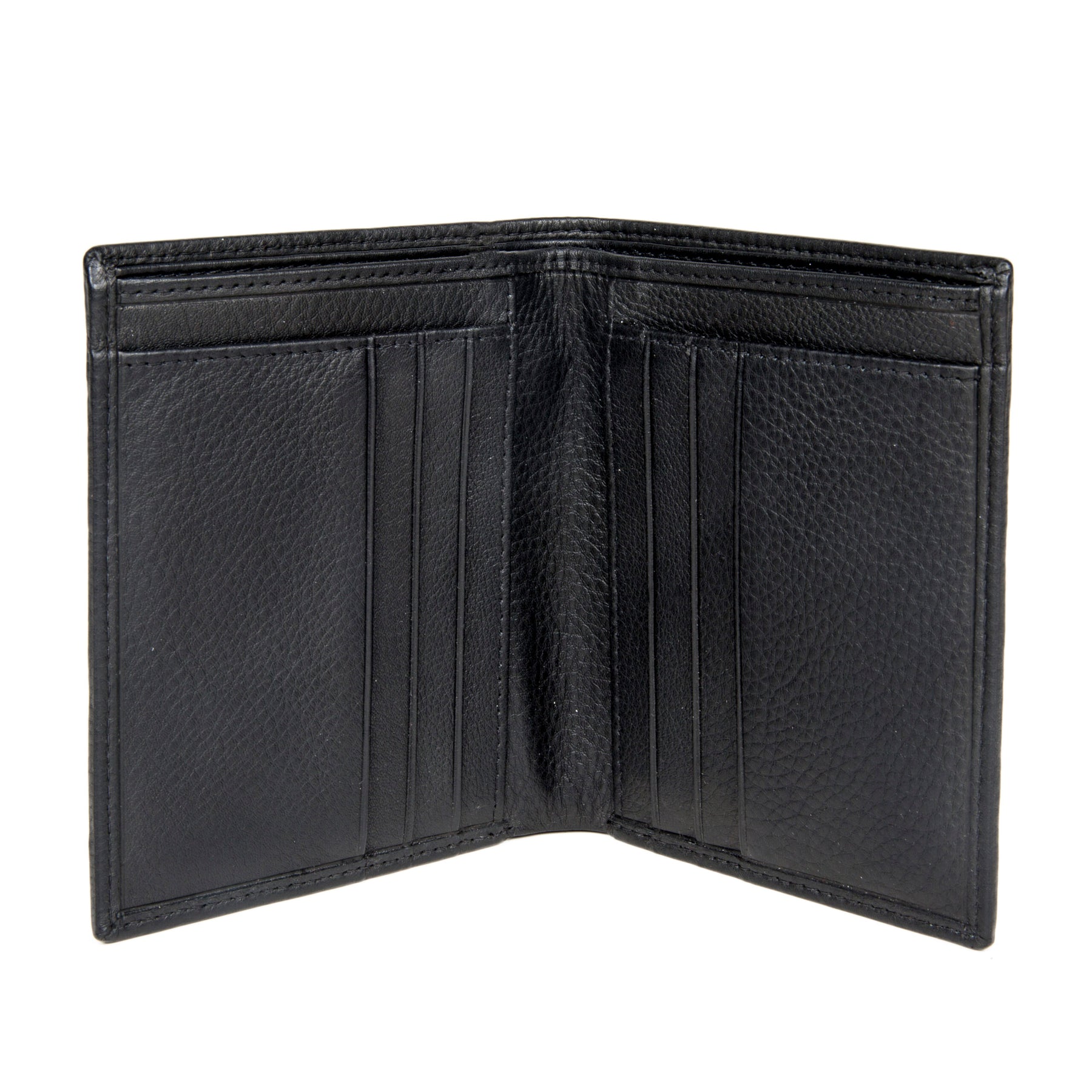 Black vertical leather wallet