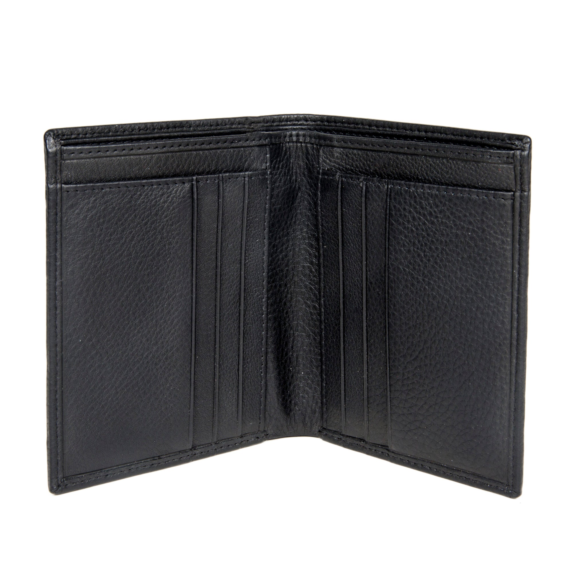 Black vertical leather wallet